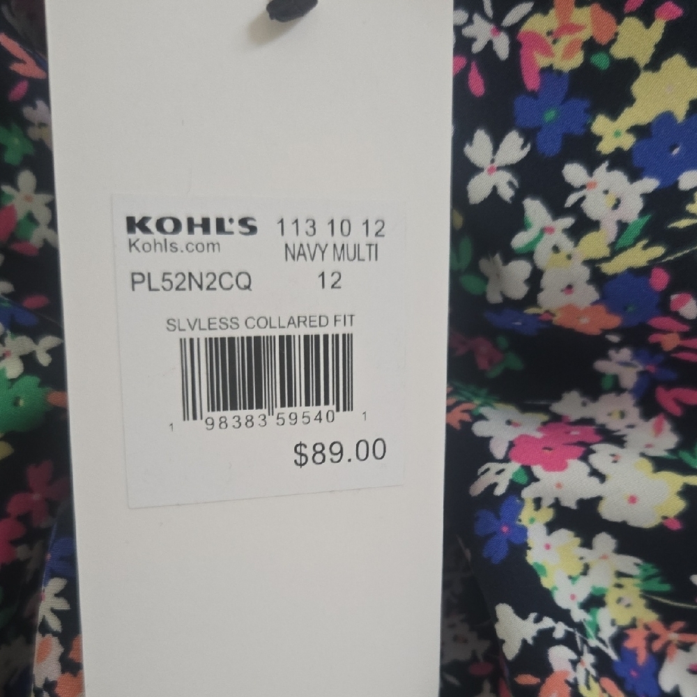 Floral Sleeveless Midi Dress - Navy with Multi-Color Blossoms - Picture 7 of 7